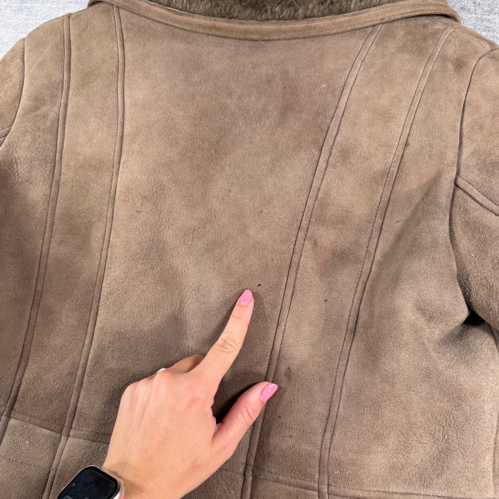 Oakleaf Leatherwear Jacket Women 38 Brown Suede Penny Lane Boho Shearling Coat - Picture 10 of 14